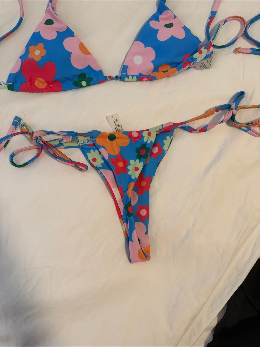 Amazon Blue Floral Tie Bikini Set